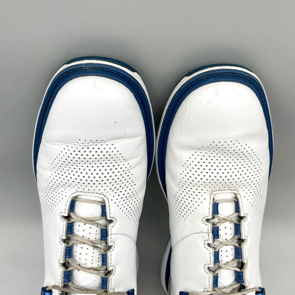 Jordan Mens 9.5 ADG 4 Golf Shoes White Blue Spikeless Sporty Preppy Gorpcore
